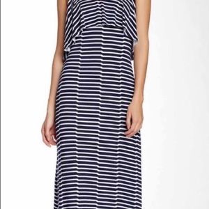 Navy and white maxi dress